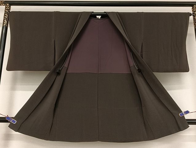 平和屋着物○Maru Factory 丸山正 長羽織 色無地 紅消鼠色 鬼しぼ縮緬