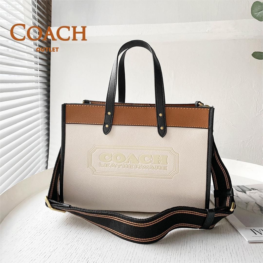 コーチ COACH Field 30 トートバッグ 2WAY ショルダーバッグ アウトレット品 フィールド C0777 ホワイト×ブラウン - メルカリ