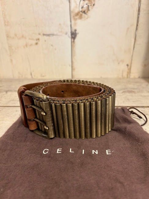 CELINE 真鍮バレットチェーン ブラウンレザーベルト ♪CELINE 真鍮バレットチェーン ブラウンレザーベルト - メルカリ
