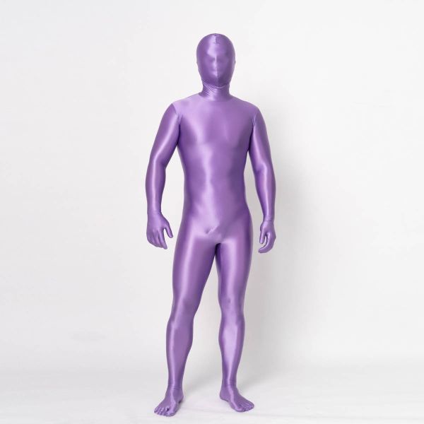 全身タイツ 超光沢 紫 男性女性兼用 Lサイズ ゼンタイ コスプレ ZENTAI レオタード ボディースーツ 仮装 イベント コスチューム 戦隊
