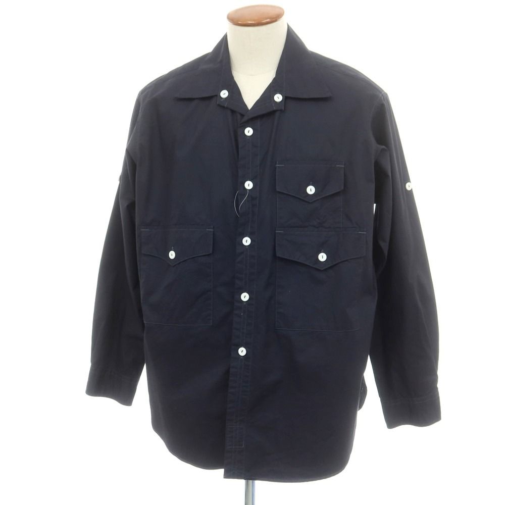 ポストオーバーオールズ POST OVERALLS 春夏 コットン カジュアルシャツ ネイビー サイズM メンズ