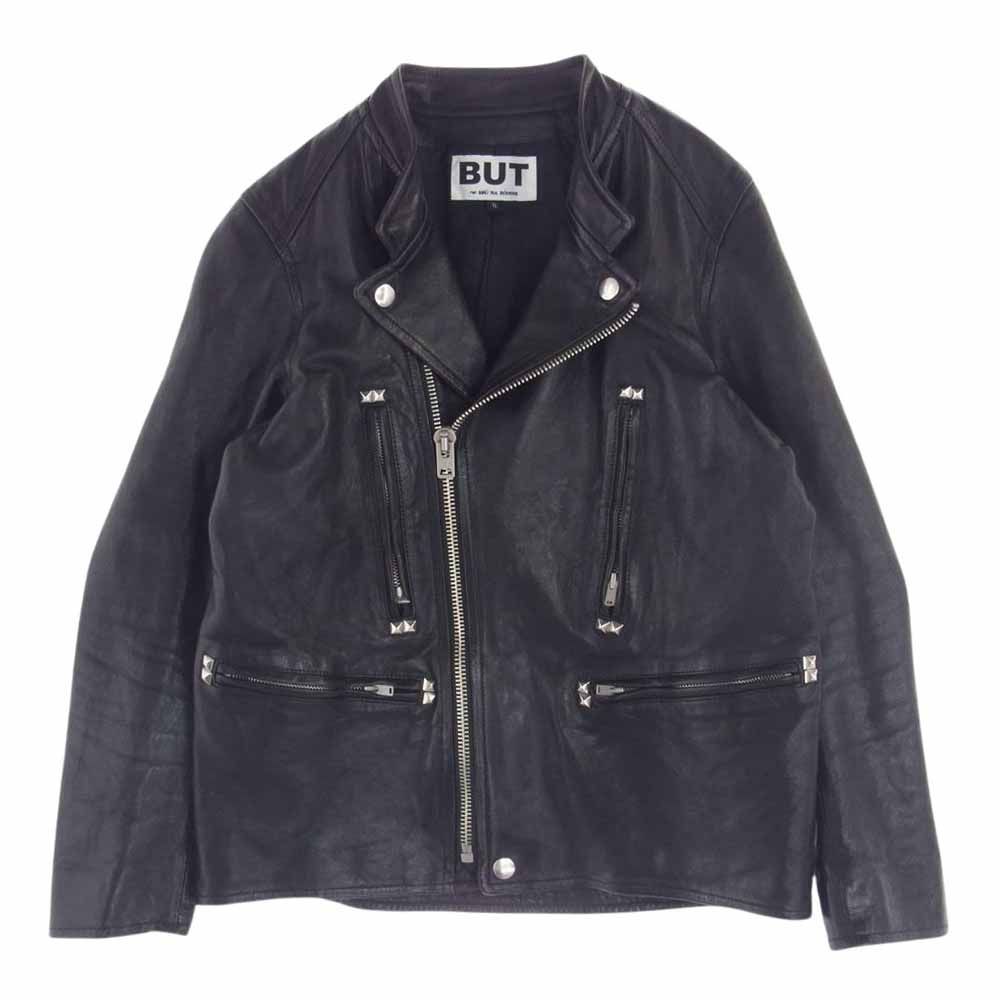 BRU NA BOINNE ブルーナボイン レザージャケット BUT 0001 BUT  ラムレザー 羊革 スタッズ セミダブル ライダースジャケット ブラック系 .0【中古】