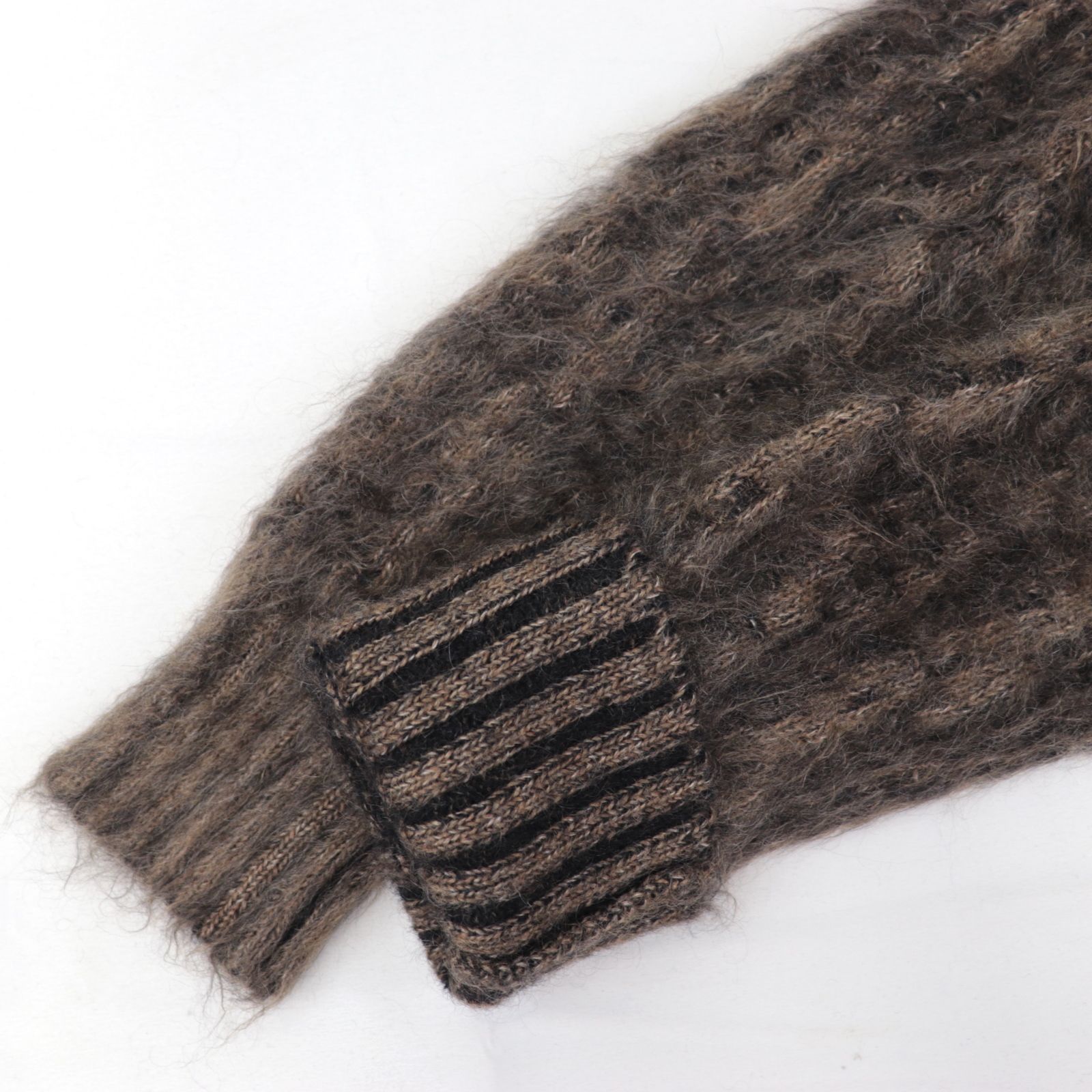 HERMES エルメスモヘアニットガウンコートロングコート ブラウン茶