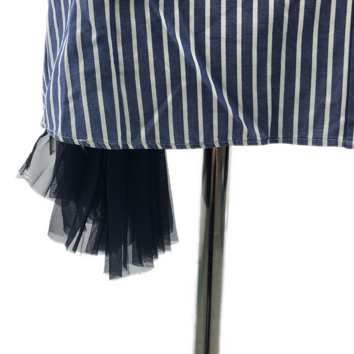 sacai / サカイ | ストライプ プリーツ サイドジップ シャツ