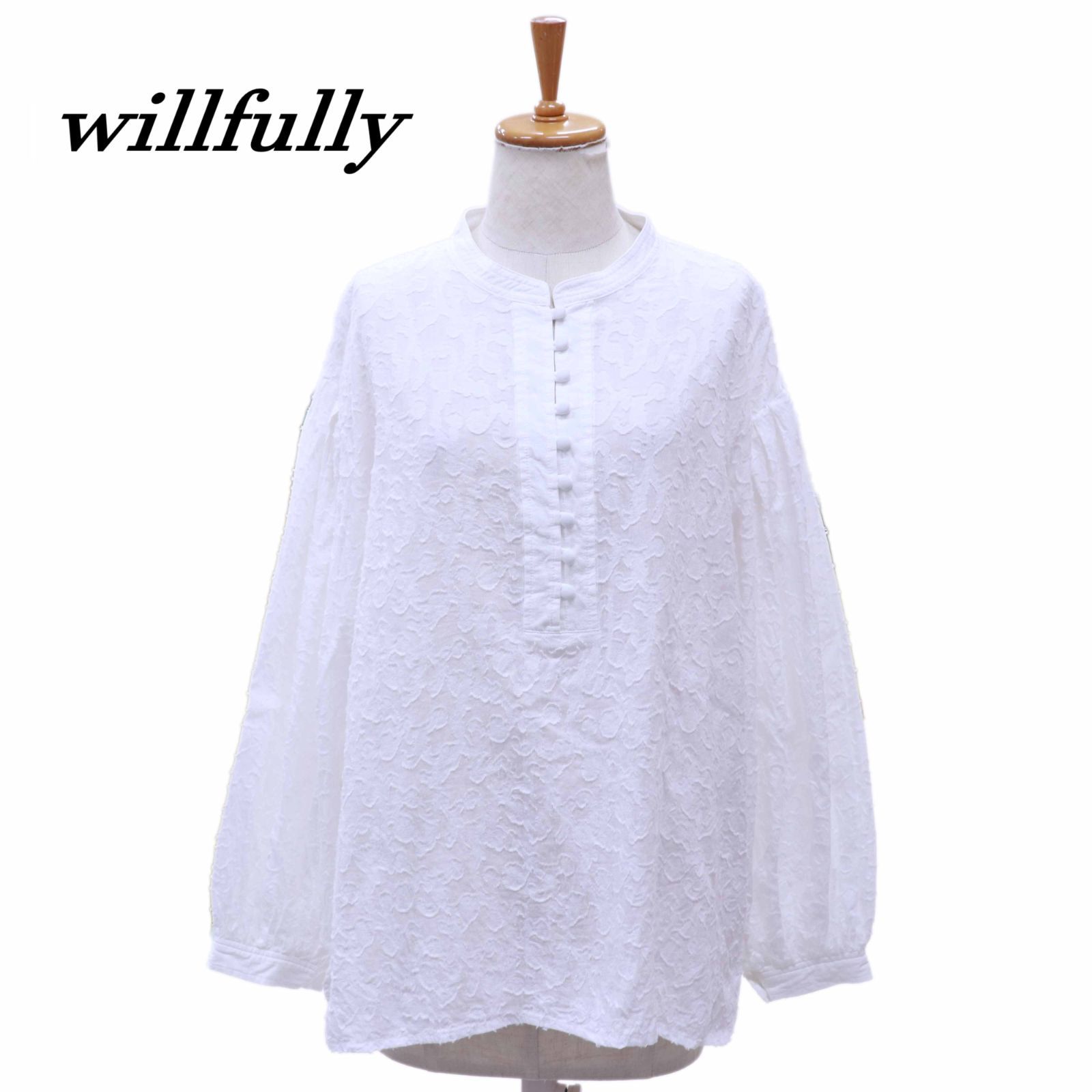 willfully ウィルフリー スタンドカラーブラウス F コットン WHT/白 