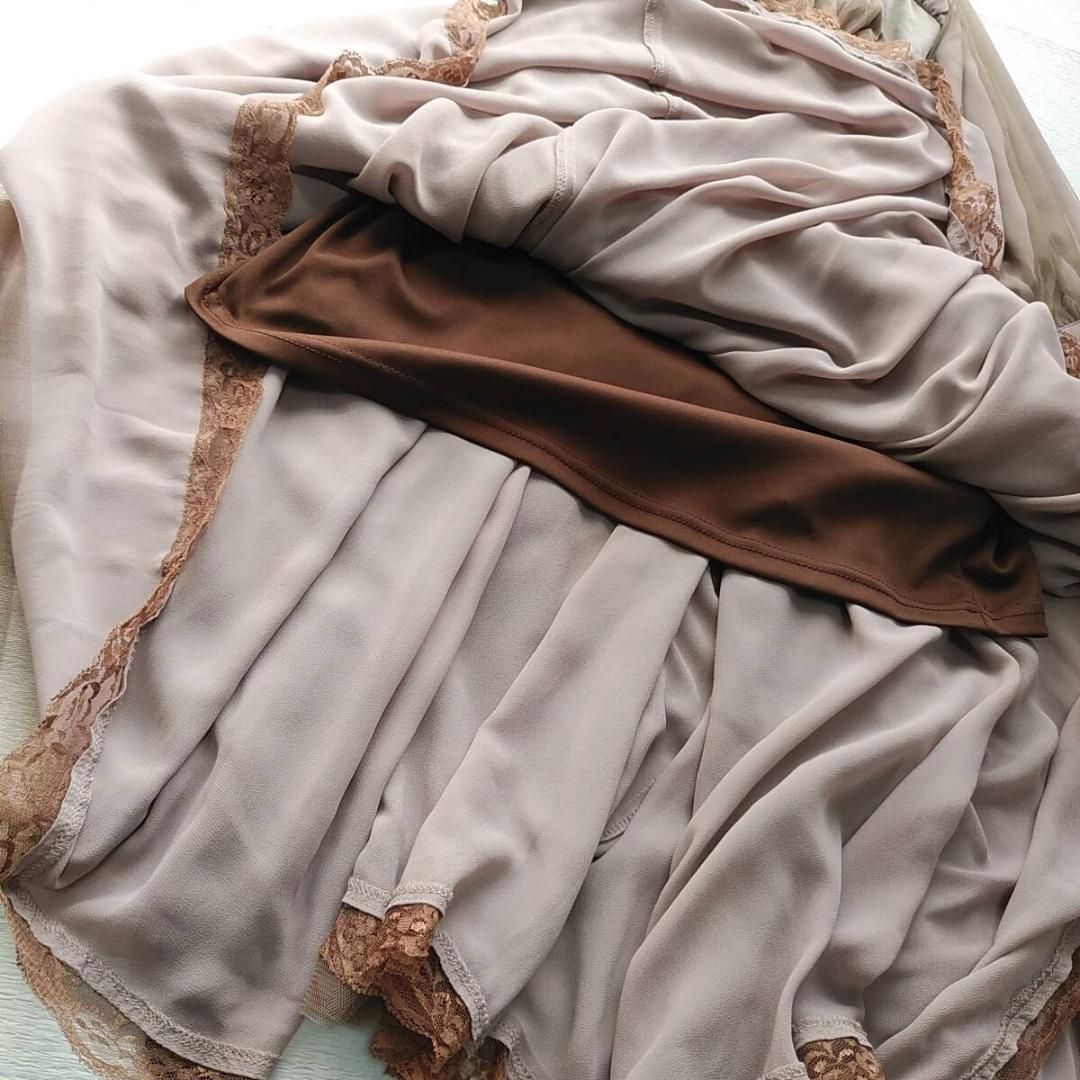 女神のドレス| la belle Etude ラベルエチュード Belle チュールドレス F 茶 レディース|ロング|シフォン NICORILABO_COM