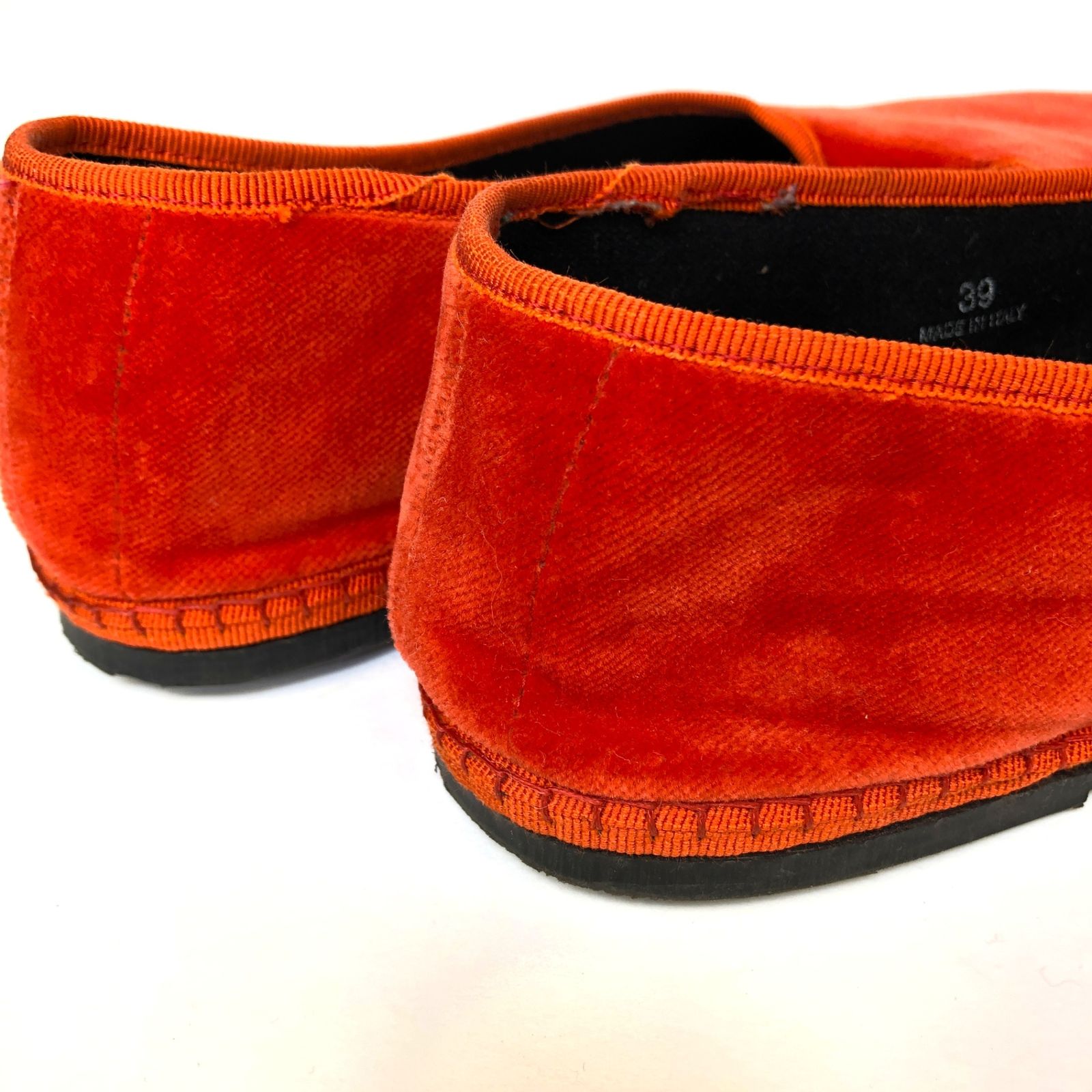 SCIUSCIA　Sciuscià　シューシャ　ベルベット　TRAGARA　LADYS_TULIP　ベロア　フラットシューズ　カンフーシューズ　サイズ39　オレンジ　保存袋付