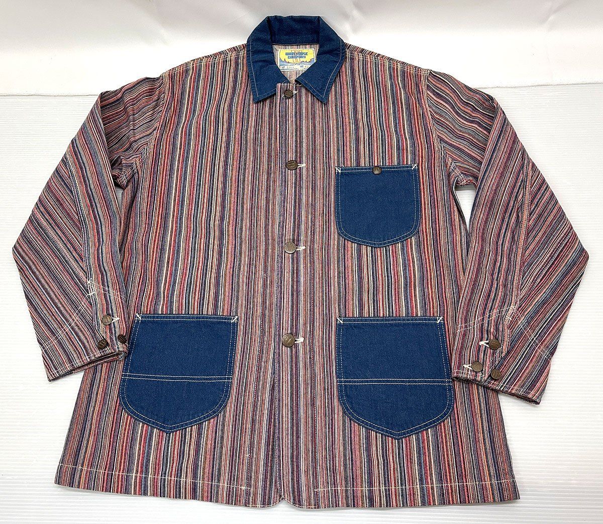 ウエアハウス) ストライプ WAREHOUSE カバーオール 中古・古着通販 