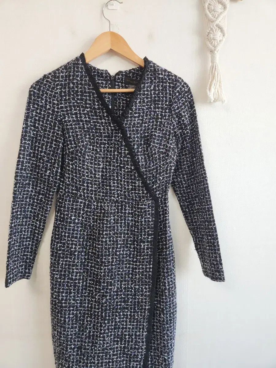 DKNY ドナらん ツイード ニット ONE PIECE 44-痩せ55