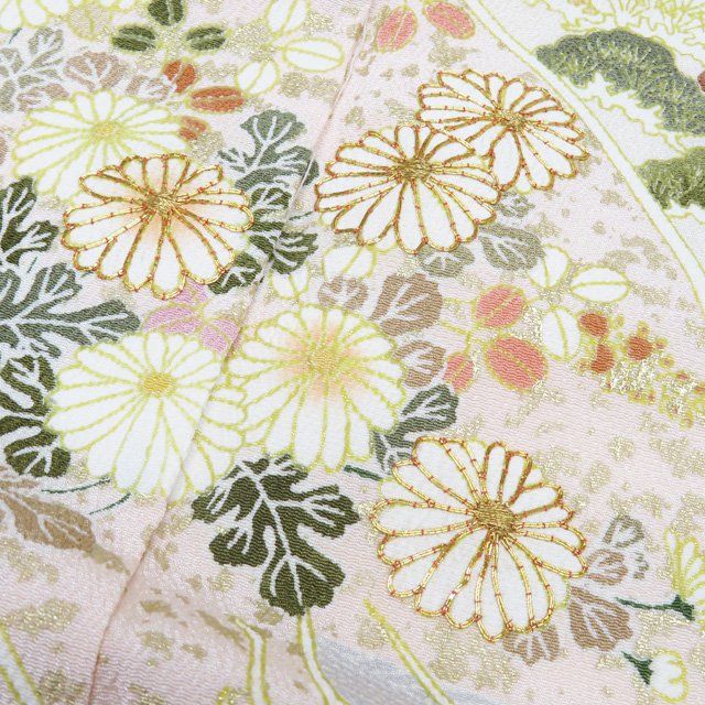 特選 訪問着 着物 中古 正絹 袷 フォーマル 金駒刺繍 吉澤の友禅 縮緬  