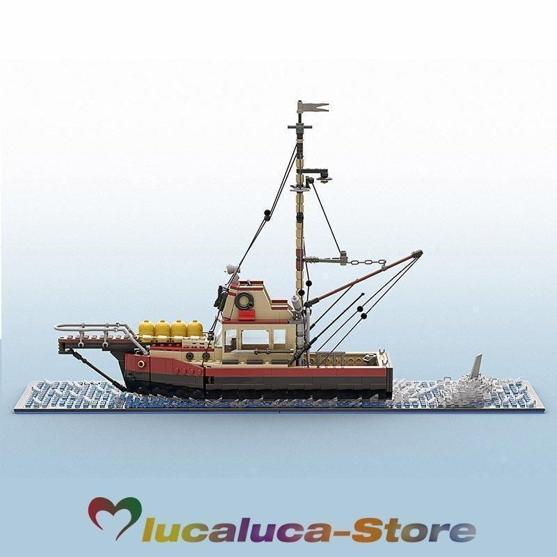 大好評 レゴ 互換 ジョーズ 模型漁船 鮫の接近する船 海 1235ピース