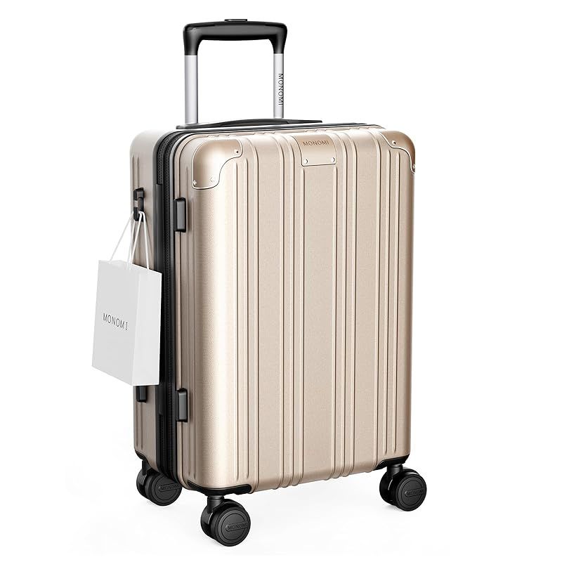 [MONOMI] スーツケース 拡張機能付 大型 キャリーケース Lサイズ 95L キャリーバッグ 軽量 YKKファスナー 隠しフック 耐衝撃 キャスター TSAロック搭載 旅行 ビジネス 出張 7泊以上 長期旅行 シャンパンゴールド色 1