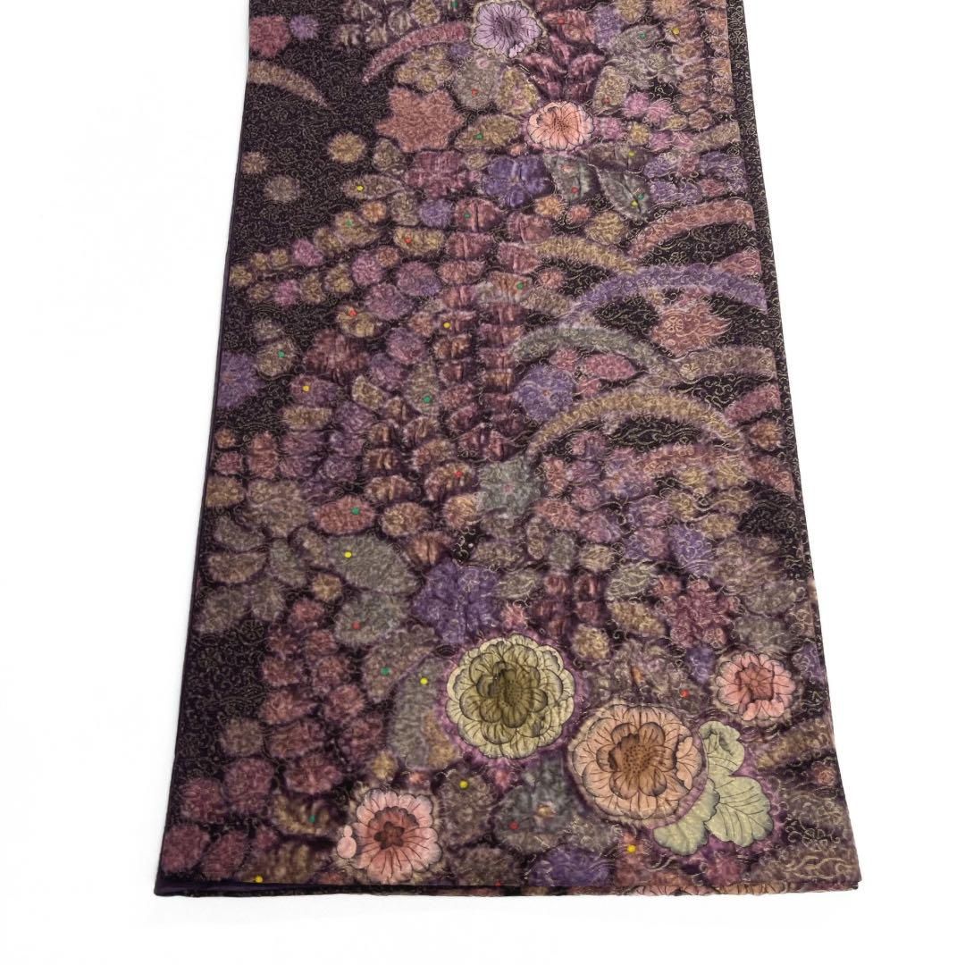 割引発見 藤 金通し ぼかし染め 絞り 辻ヶ花 袋帯 未着用 芝草 035a 着物 着物・浴衣