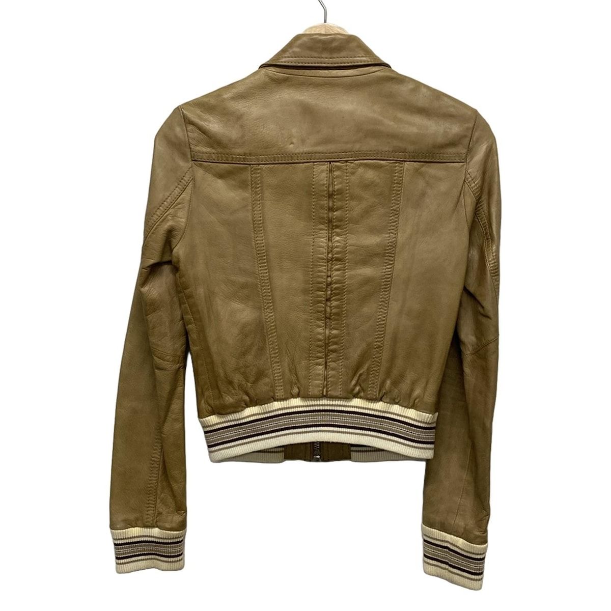 ディーアンドジー ライダースジャケット サイズ36 S レディース - ライトブラウン×アイボリー×マルチ 長袖 レザー ジップアップ 春 秋