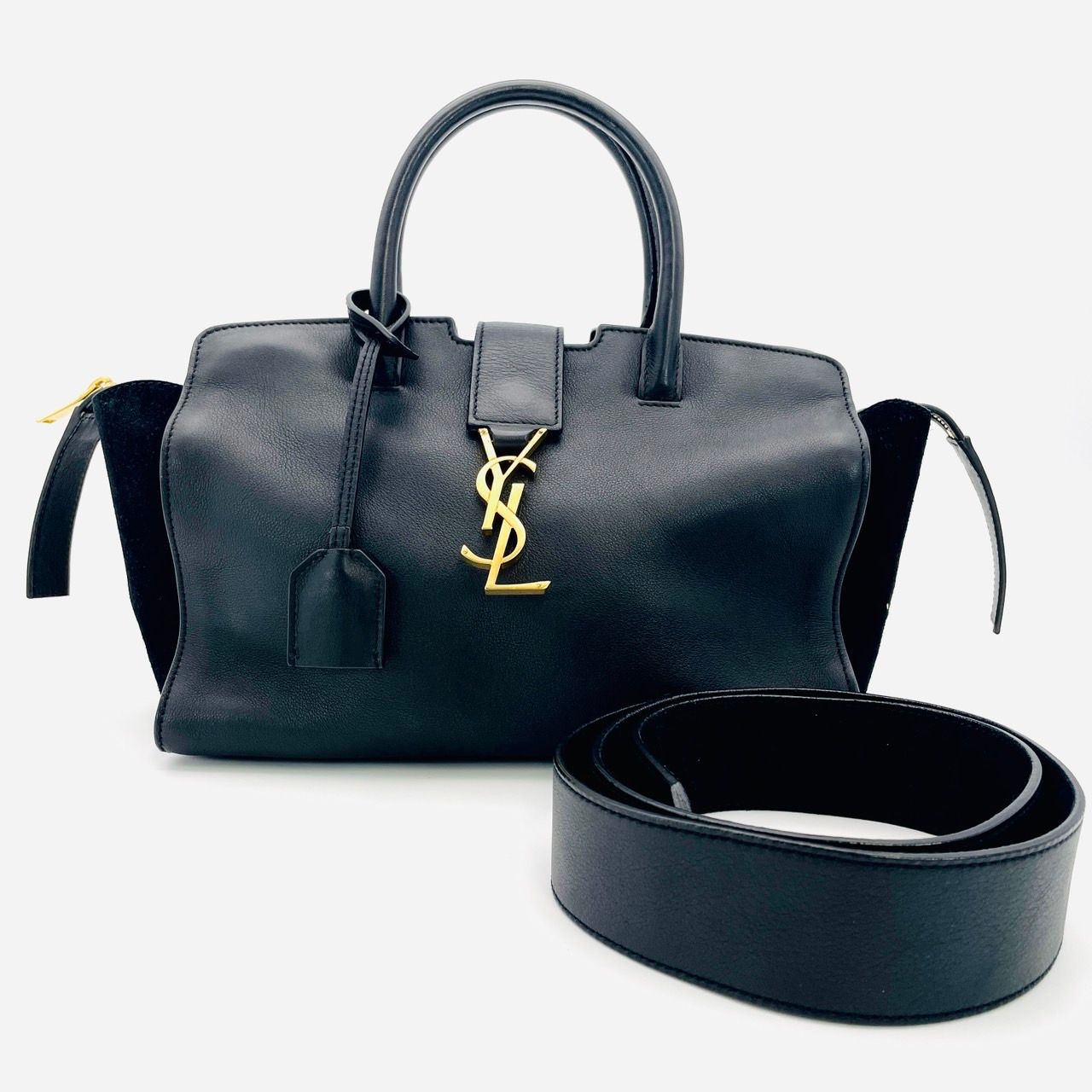 サンローラン SAINT LAURENT ダウンタウンカバス ハンドバッグ 2way レザー 黒 ブラック 7-4-463