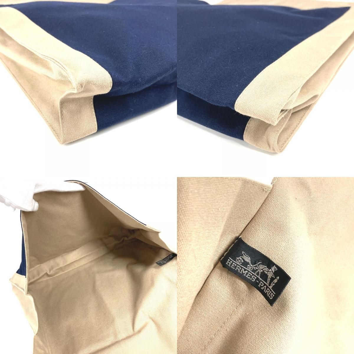 HERMES エルメス クラッチバッグ タピドセル ビッグ 特大 コットン ネイビー DECORATOM_COM_BR