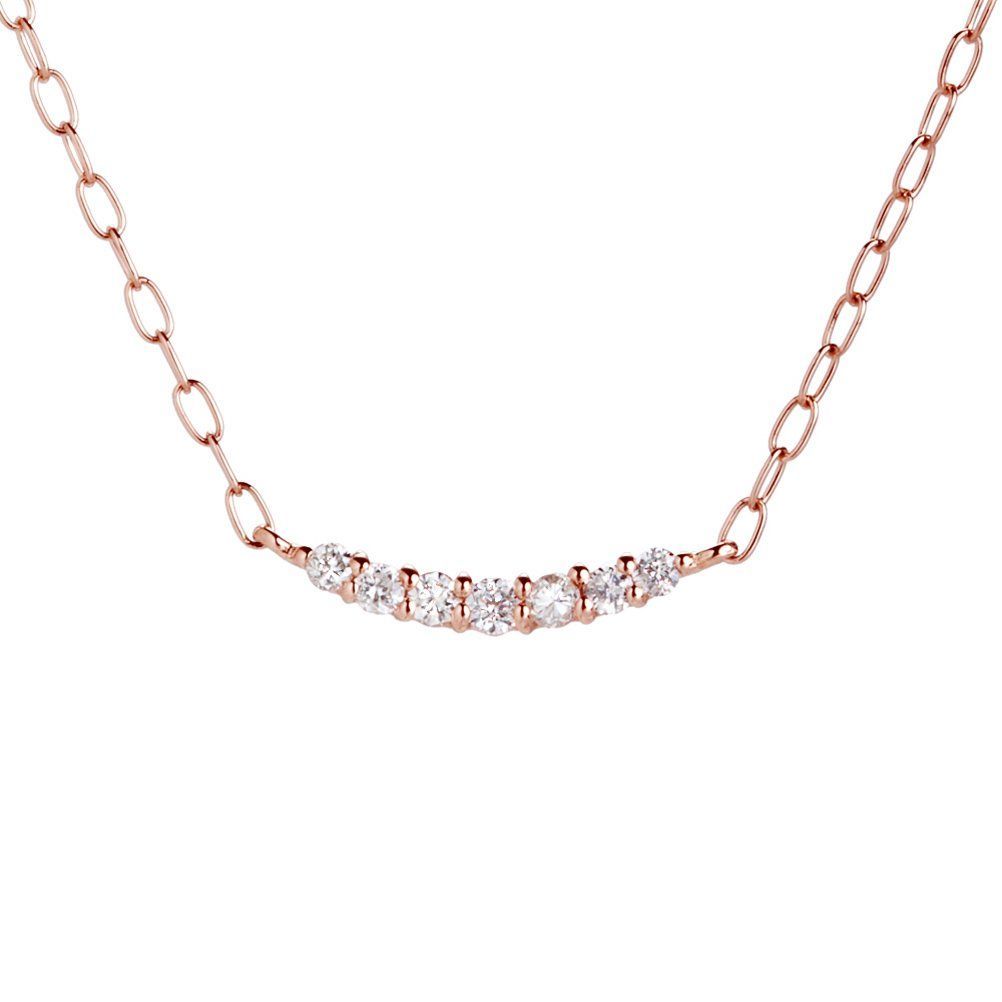 在庫 ディ ディアマンテ CHIARO キャーロ DI DIAMANTE K10ピンクゴールド×ダイヤモンド ラインペンダントネックレス CHD0013