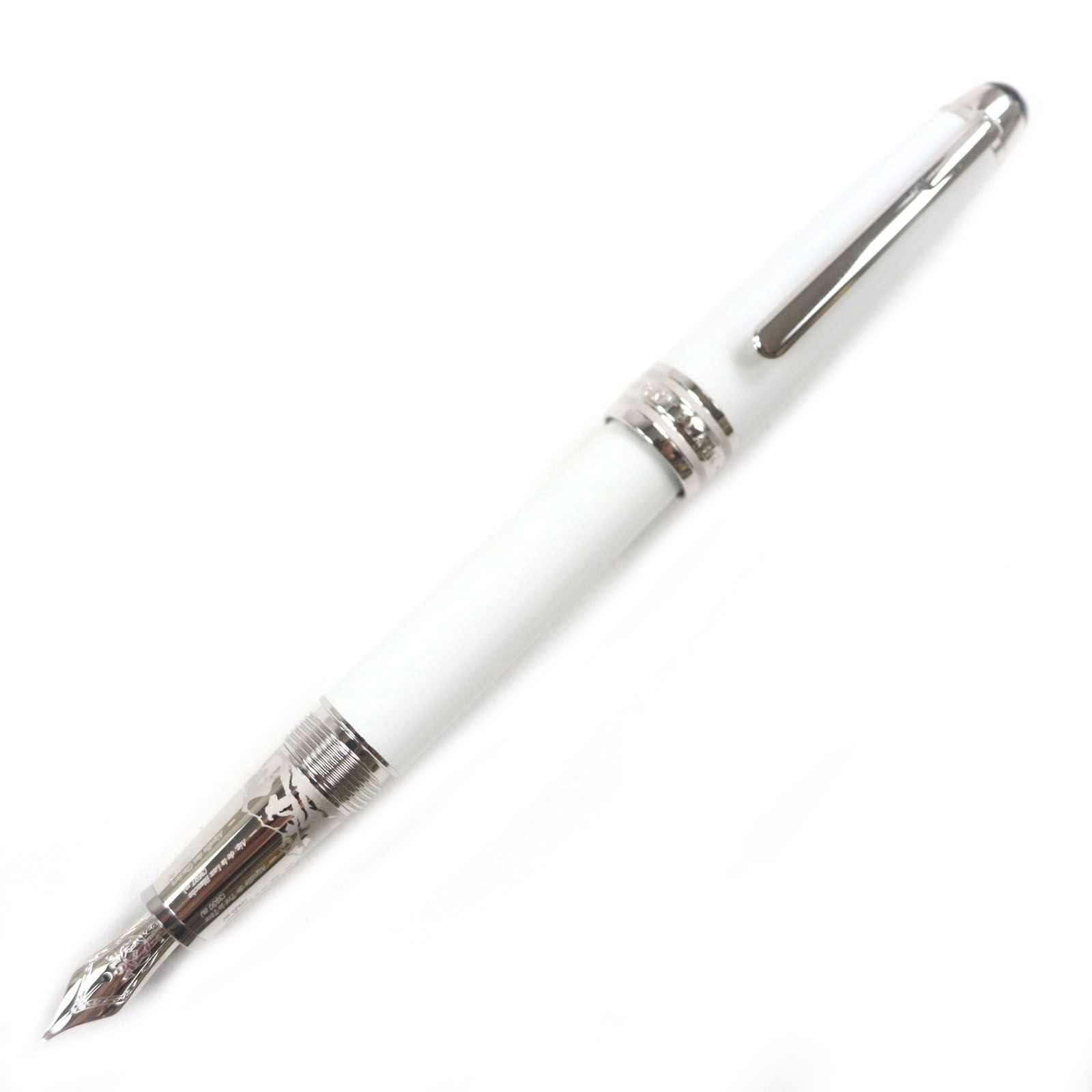 ♥品 MONTBLANC モンブラン マイスターシュテュック 145 トリビュート･トゥ･ザ･モンブラン クラシック 18K Mニブ ホワイトスター 万年筆 ホワイト シルバー 箱 ケース付き ドイツ製 メンズ