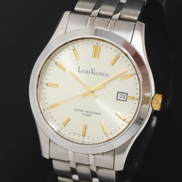 QZ LEGRA VALENCIA LVC047M ゴールド文字盤 デイト レディース