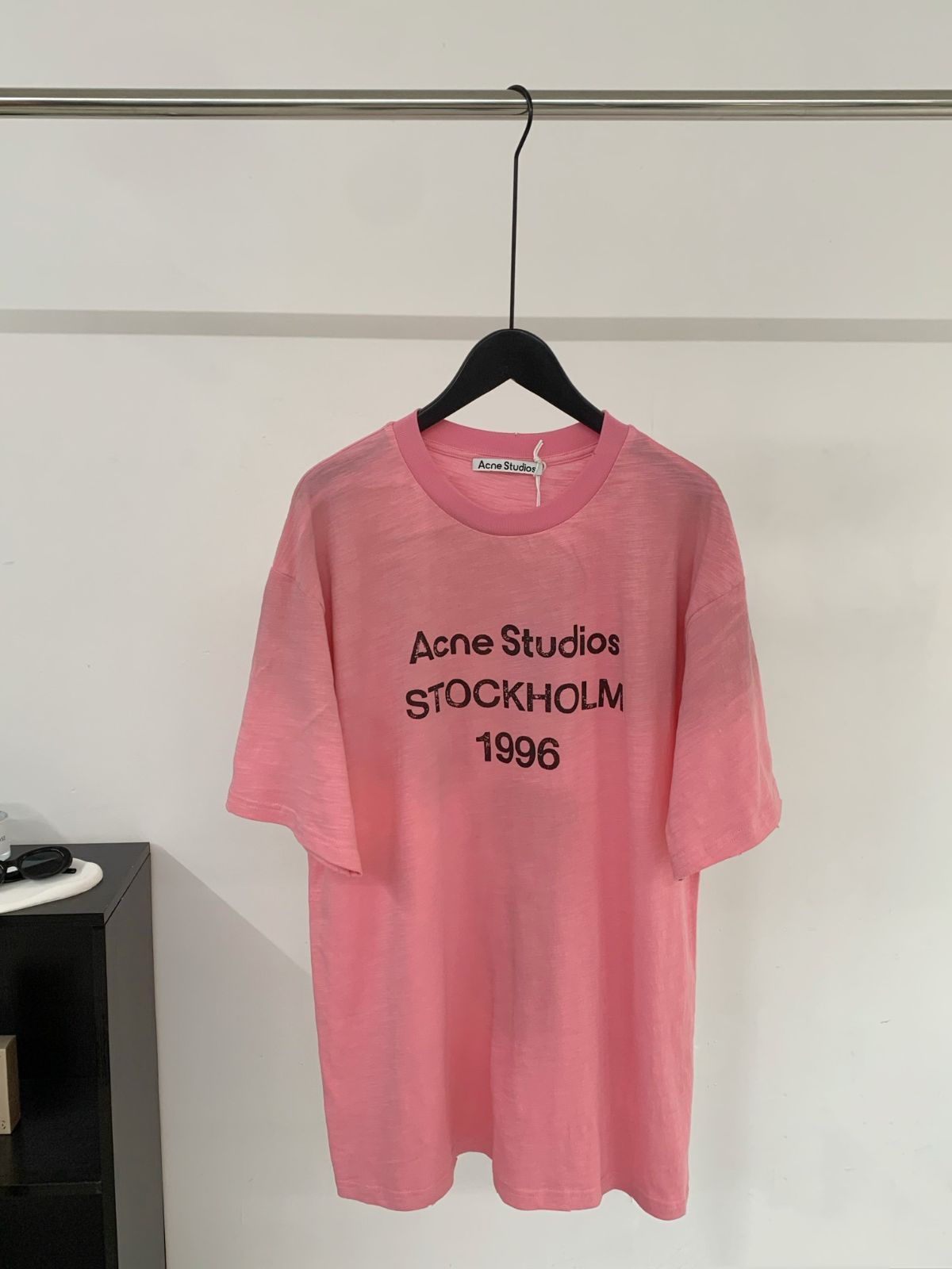 Acne1996 ウォッシュ加工された竹繊維コットンTシャツ パステルピンク