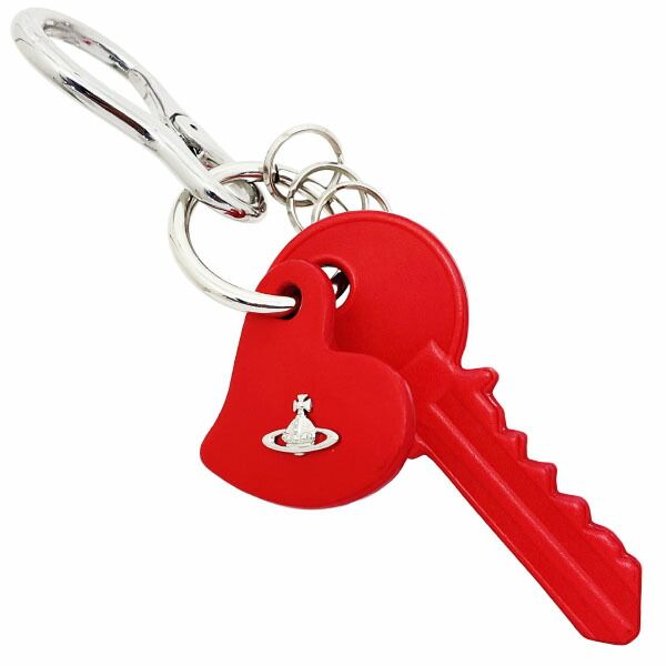 ヴィヴィアンウエストウッド キーホルダー キーモチーフ ハート チャーム ヴィーガンレザー レザー 革 レッド 赤 シルバー金具 Vivienne Westwood オーブ バッグチャーム キーチャーム キーフック キーリング 鍵 ブランド小物