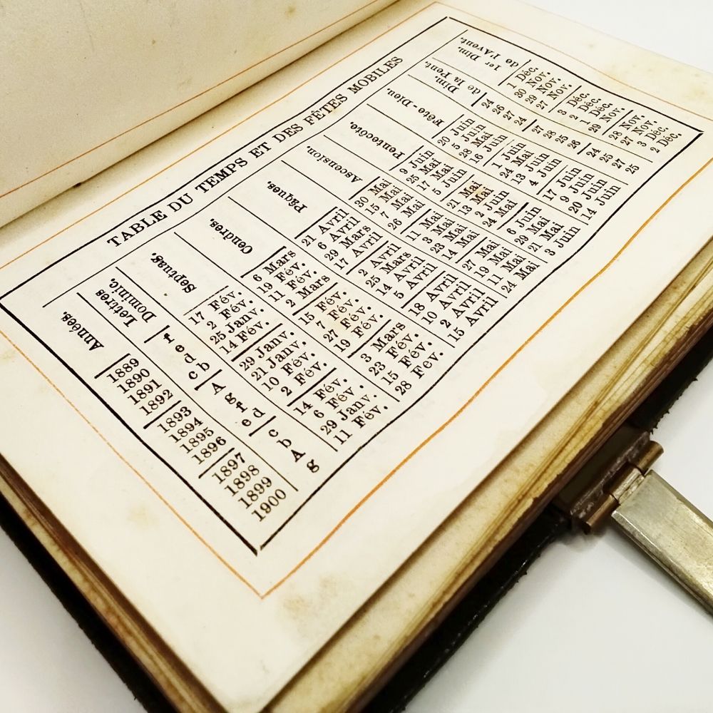 アンティーク 祈祷書 1889年 フランス 革装 挿画 聖書 ミセル