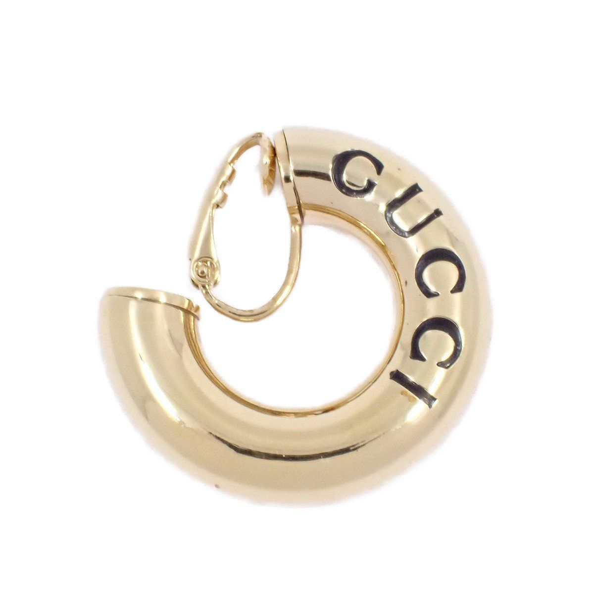 GUCCI グッチ ロゴ フープ イヤリング ゴールド色金具 シングルイヤリング いおき質店