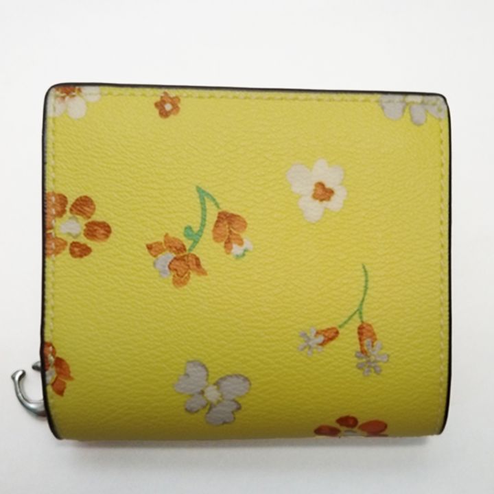 ☆COACH コーチ二つ折り財布 花柄 イエローマルチ レディース 【新品 