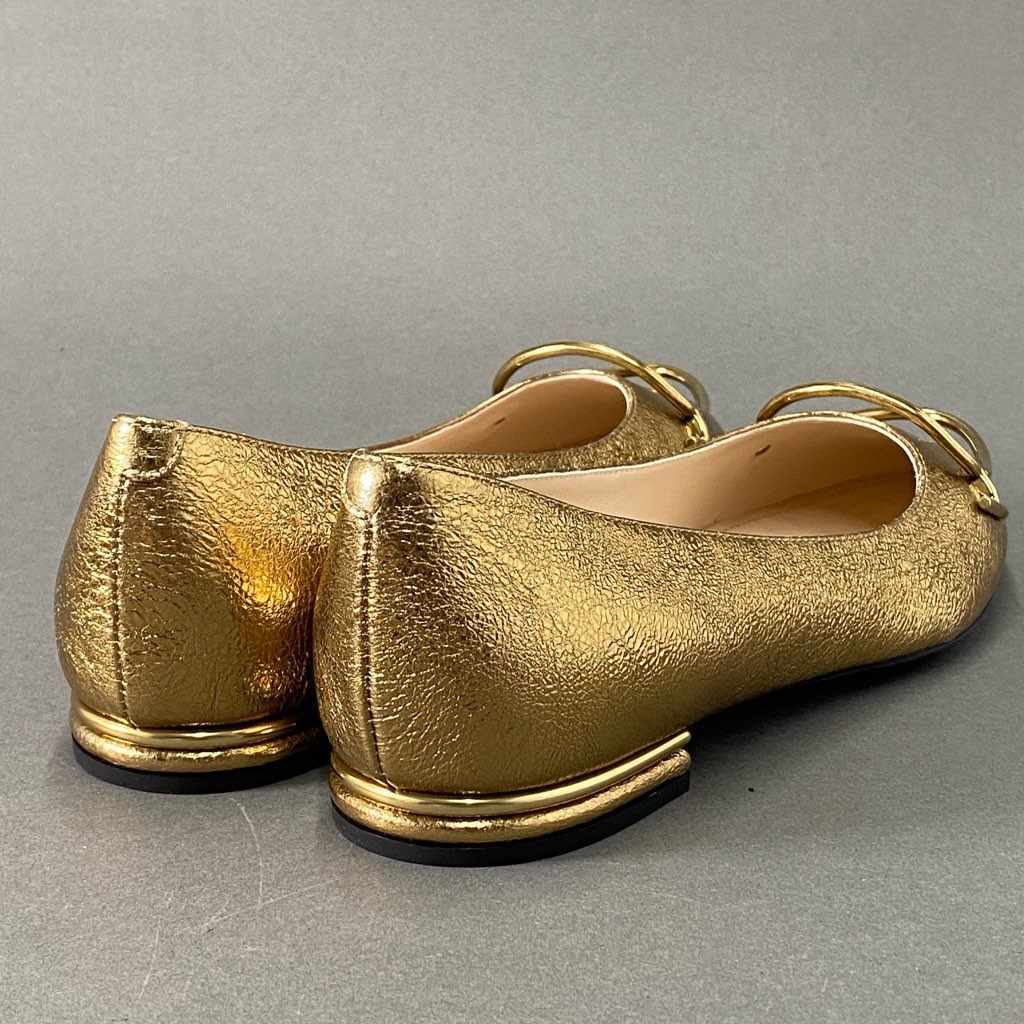 TODS トッズ バレリーナ フラットシューズ40 メタリックゴールド