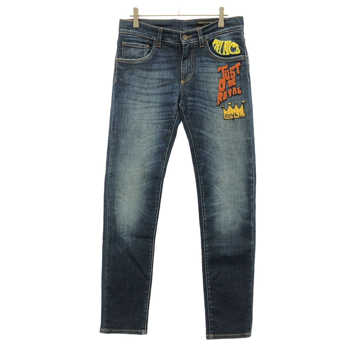 DOLCE-GABBANA ドルチェ＆ガッバーナ CLASSIC ワッペンデザインストレッチデニムパンツ GY07LZ|G8V67 インディゴ 44