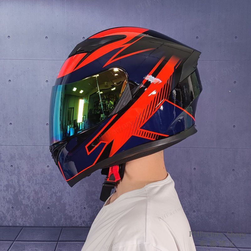 バイクヘルメット フルフェイス システムヘルメット フルフェイスヘルメット DOT承認 ABS 耐衝撃 安全性 通気性 ダブルシールド おしゃれ 男女兼用 ブラック＆レッド A234