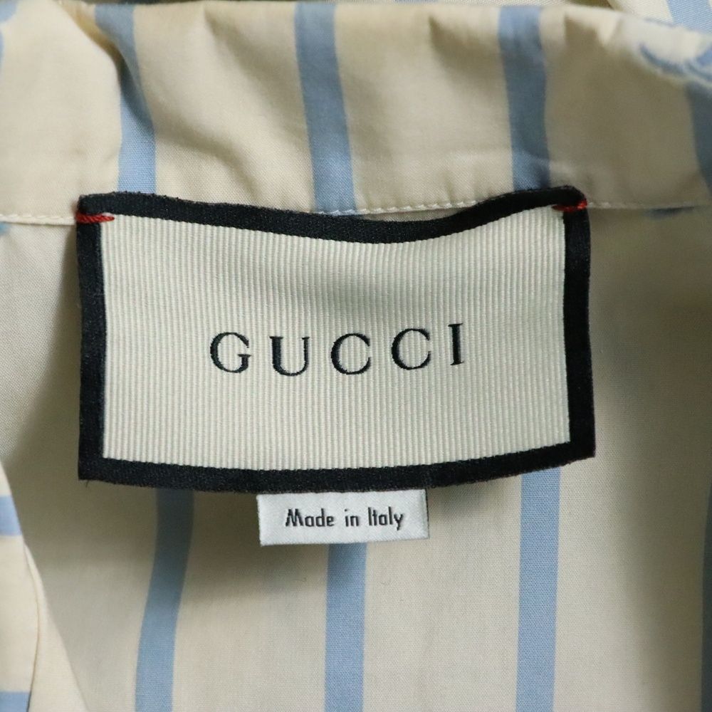 GUCCI (グッチ) GG刺繍 ストライプ総柄 オープンカラー 半袖