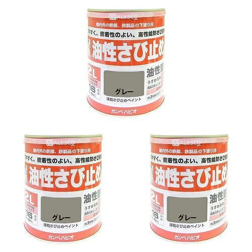 ＫＡＮＳＡＩ カンペ 速乾さび止め ２Ｌ グレー 3缶セット