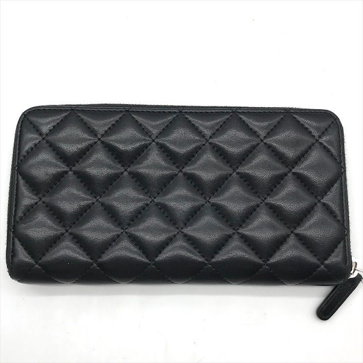 良品 CHANEL シャネル ココマーク マトラッセ ラウンドファスナー 長財布 ウォレット ラムスキン ブラック 25番台 k1130 良品 CHANEL シャネル ココマーク マトラッセ ラウンドファスナー 長
