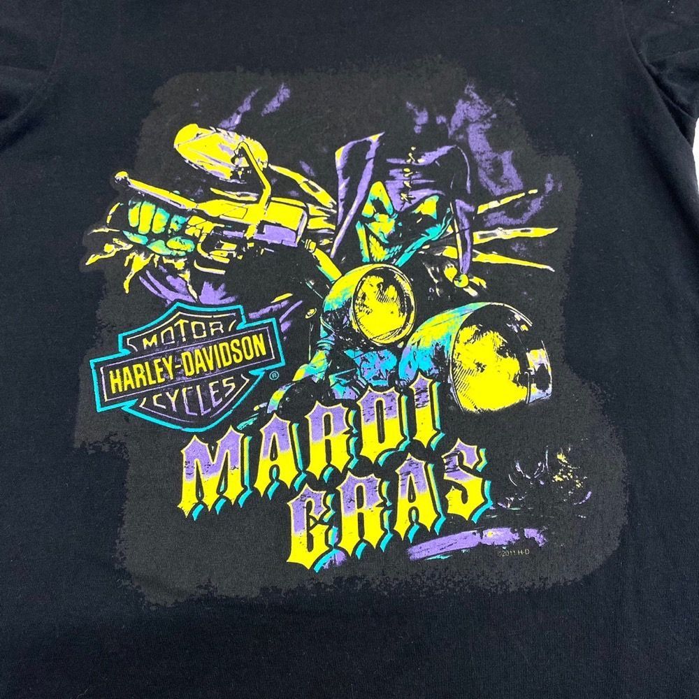 ハーレー ダビッドソン HARLEY-DAVIDSON Tシャツ 半袖 ショートスリーブ ピエロ MAROI GRAS ロゴ 両面プリント サイズ：S ブラック