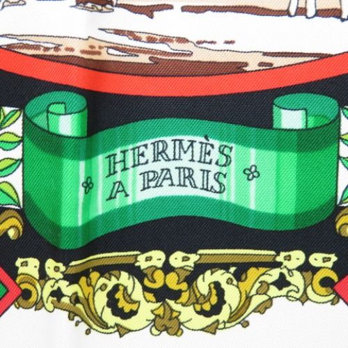 75984 HERMES エルメス カレ90 L'ENTENTE CORDIALE フラワー ライオン 馬 船 スカーフ - メルカリ