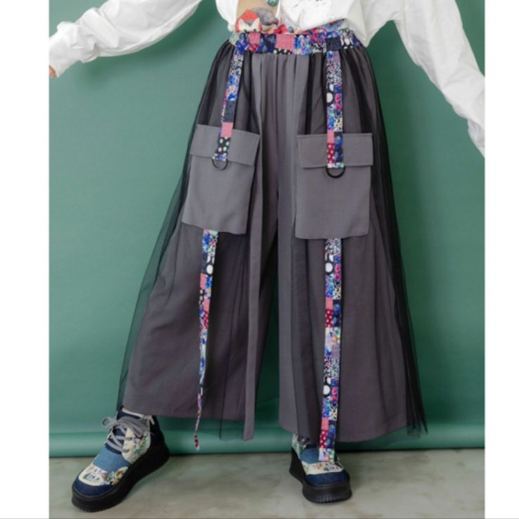 Scolar チュールとラインテープのカーゴパンツ