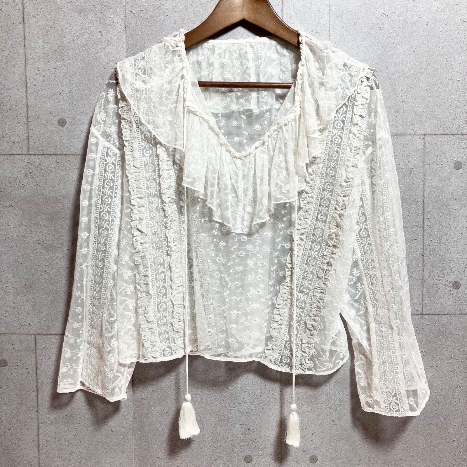 Freada フリーダ インド パッチワーク レース ラッフルブラウス