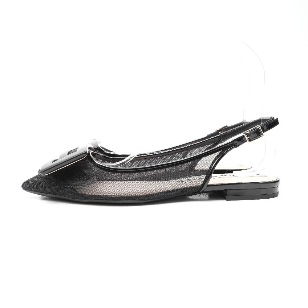 美品 Roger Vivier エナメル バックル パテント パンプス36 ピンク Woman ユールック パテント レザー アンクル ストラップ