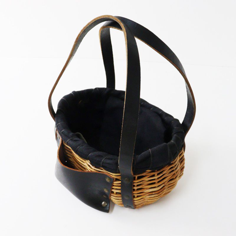 エバゴス ハンドバッグ カゴバッグ　バスケット　ブラウン ファー　ウール　レザー 美品 エバゴス ebagos ファー被せ ポケット付き紅籐Xブライドル