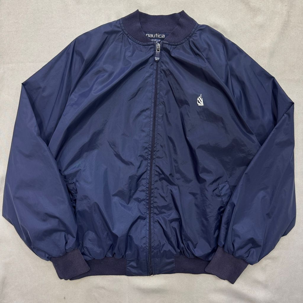 90s★nautica/ノーティカ★ナイロンセーリングジャケット★緑紺黄★Ｍ 90s NAUTICA Multi Border Cotton Sailing Jacket マルチカラー