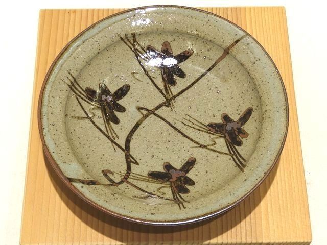十三代中里太郎右衛門　絵唐津飾り皿 未使用 唐津焼 十三代 中里太郎右衛門 絵唐津 額皿 24.5 箱付