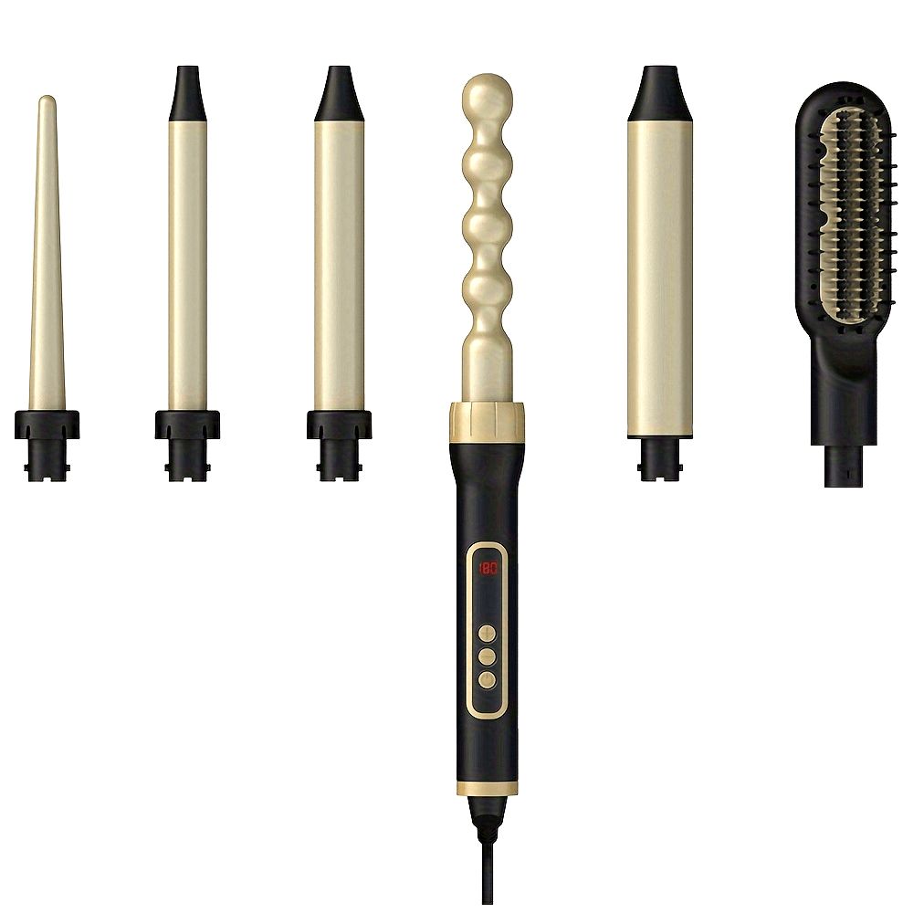 新着商品 6in 1 ヘアストレートナーカーリングアイロンすべての髪のタイプに適した絶縁手袋付き交換可能なストレートナーカーリングアイロンlZn