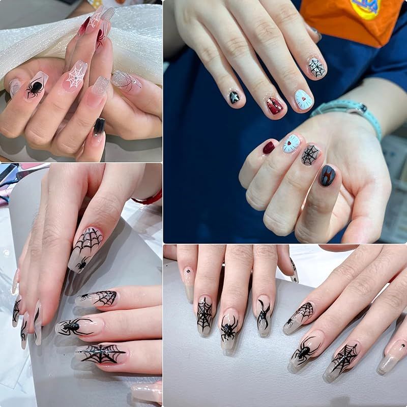新品】 ネイルシール ハロウィン 12枚セット 蜘蛛の巣 蜘蛛