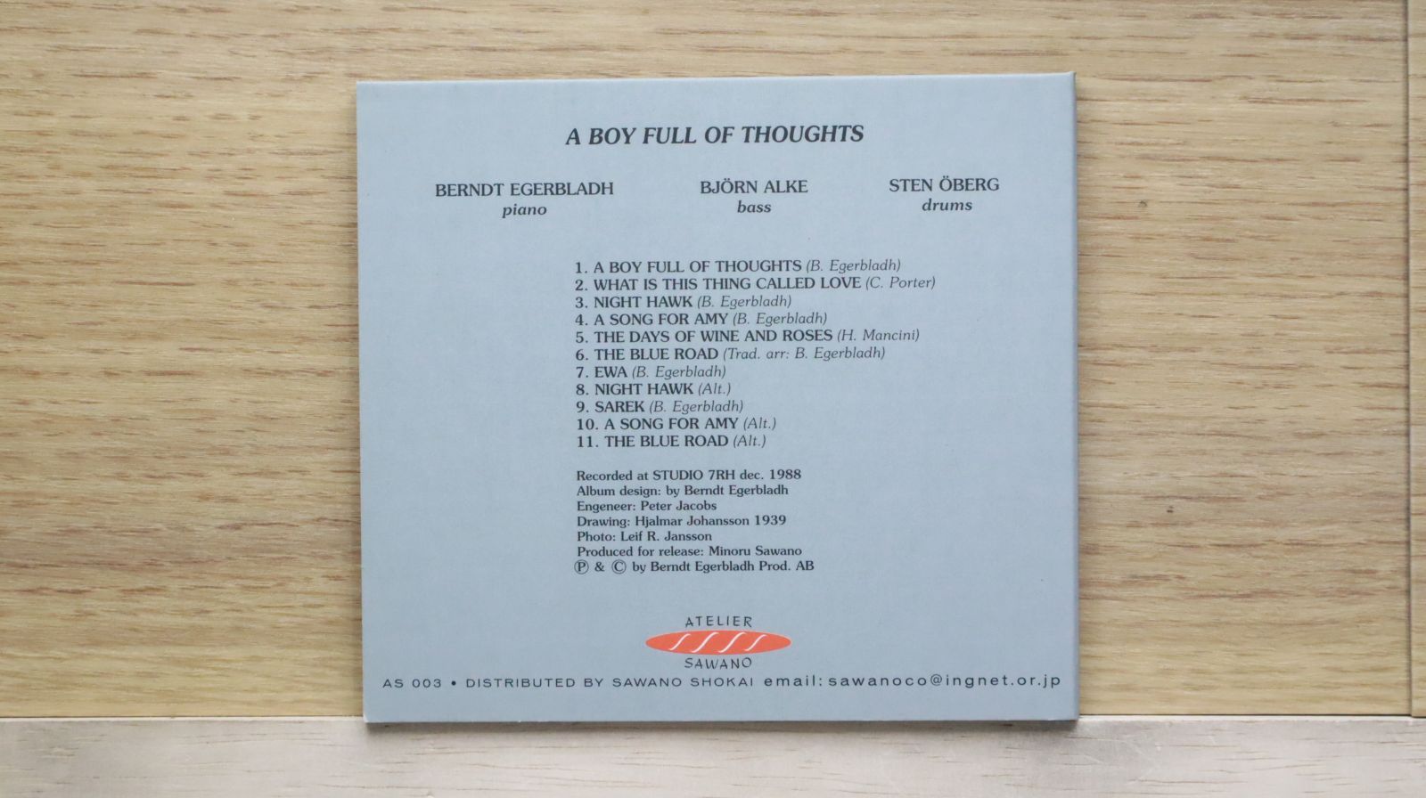 中古CD☆ベント・エゲルブラダ・トリオ/Berndt Egerbladh Trio□ A BOY 