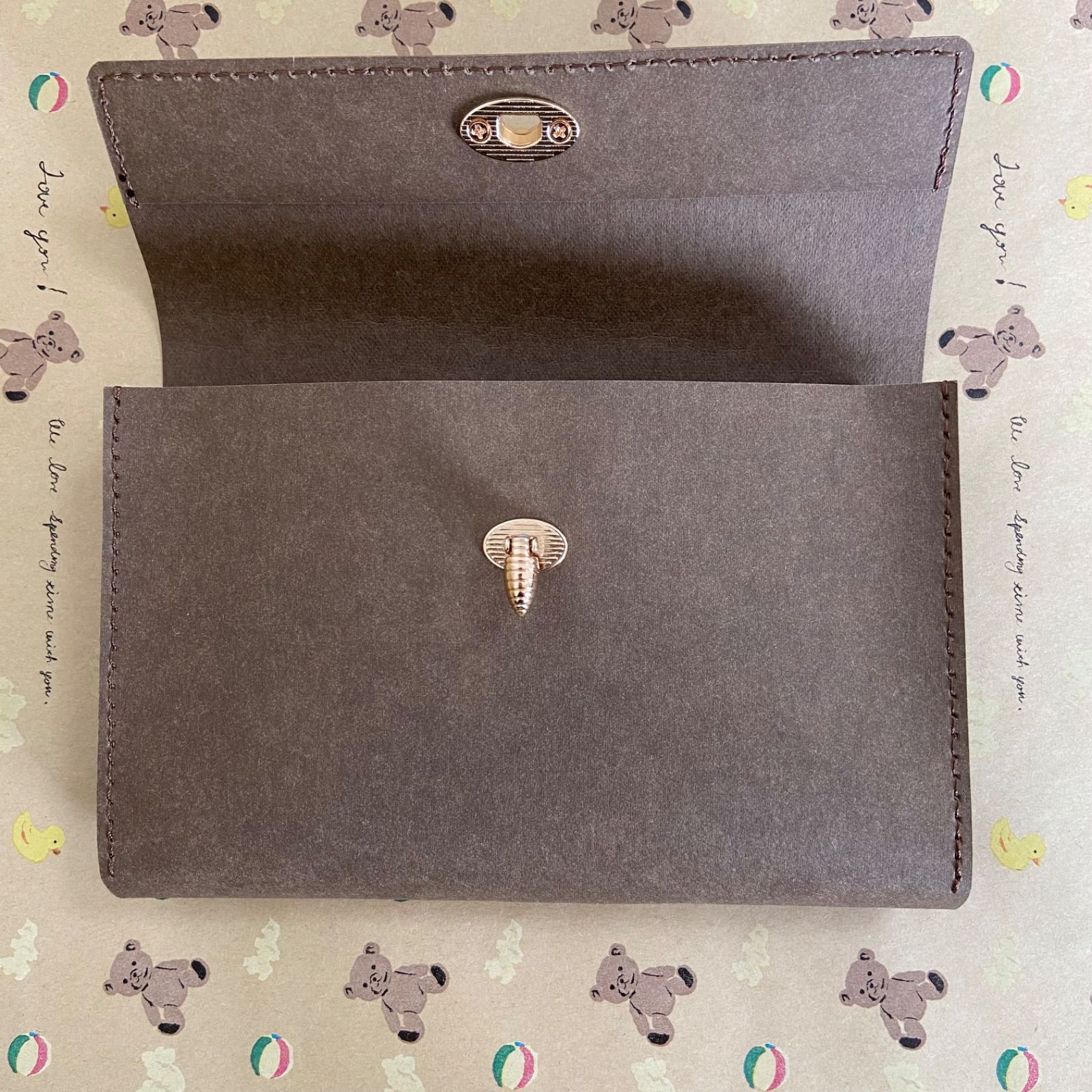 コラージュ素材入れ 蛇腹ポーチ レザーケース 素材入り レザー ロココ