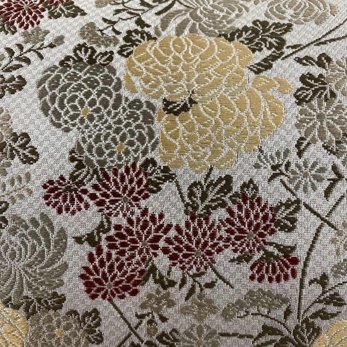 袋帯 美品 秀品 落款 明治文様 唐織 青灰色 六通 正絹 【中古