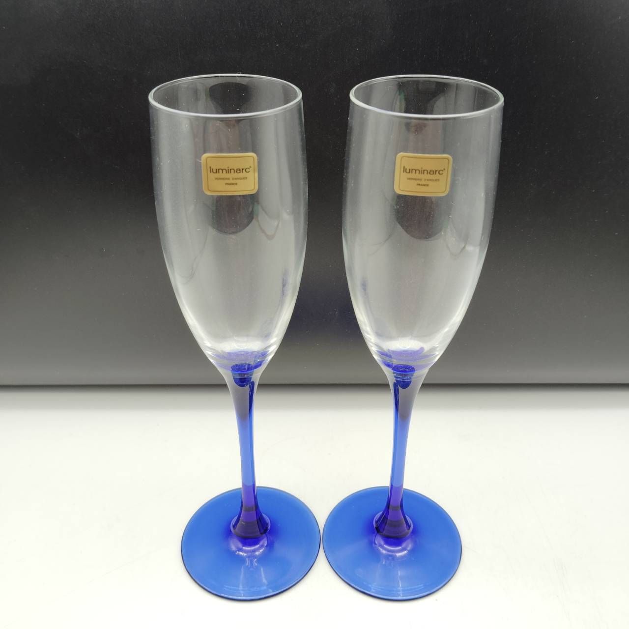 Luminarc ペア シャンパングラス リュミナルク フランス ブルー 酒器