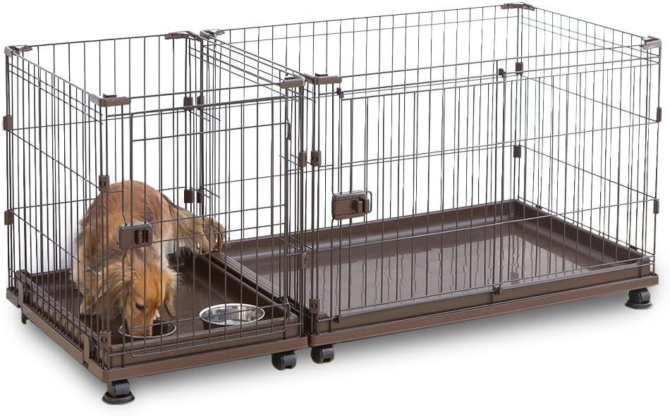 アイリスオーヤマ 犬 サークル 室内 コンビネーションサークル トイレトレーニングセット P-CS-1400V ウォールナット