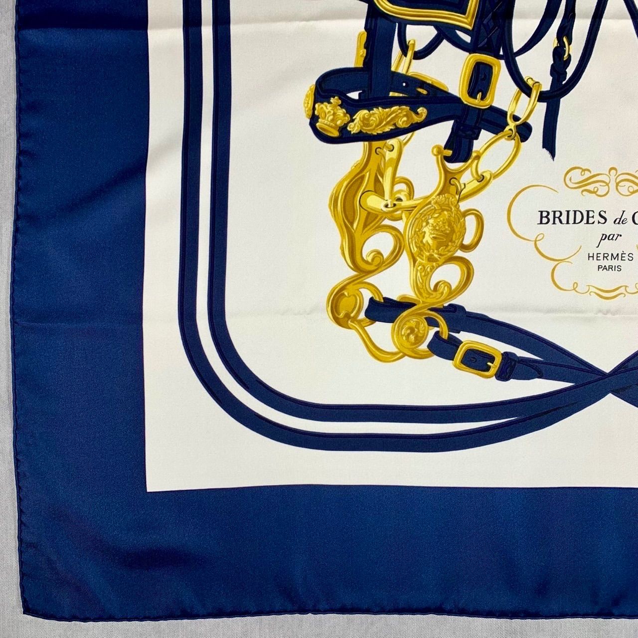 エルメス スカーフ ブリッド・ドゥ・ガラ ブルー シルク カレ90 美品 未使用品】HERMES エルメス カレ90 スカーフ ブリッド ドゥ ガラ